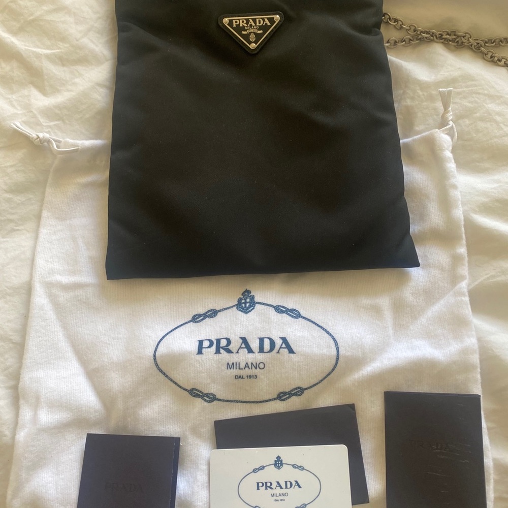 100% authentic Prada Nylon handbag (black) worn once!